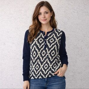 Scotch & Soda Trailblazing SC Shrunk Women’s Sweater Buttons Blue White Size 12